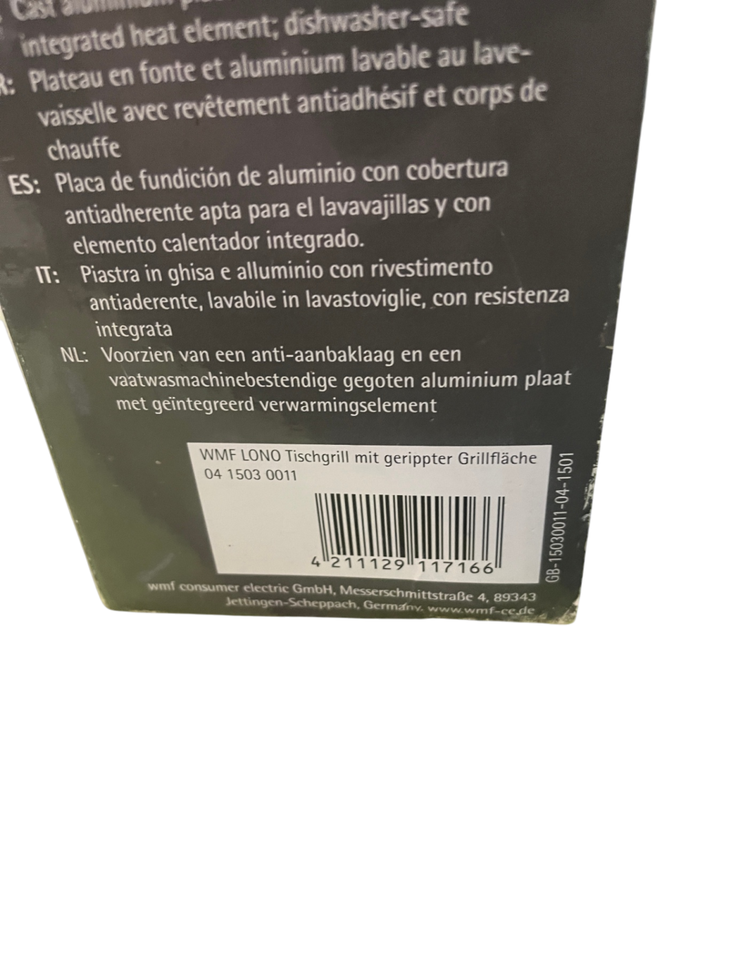 WMF LONO Tischgrill Elektrogrill – gerippte Grillfläche, 2000W, OVP, neuwertig