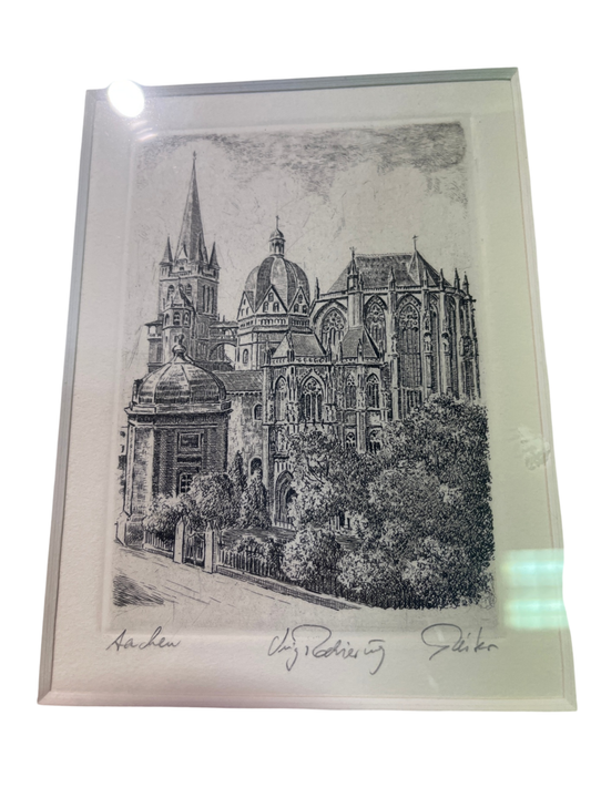 „Radierung Aachener Dom, handsigniert“