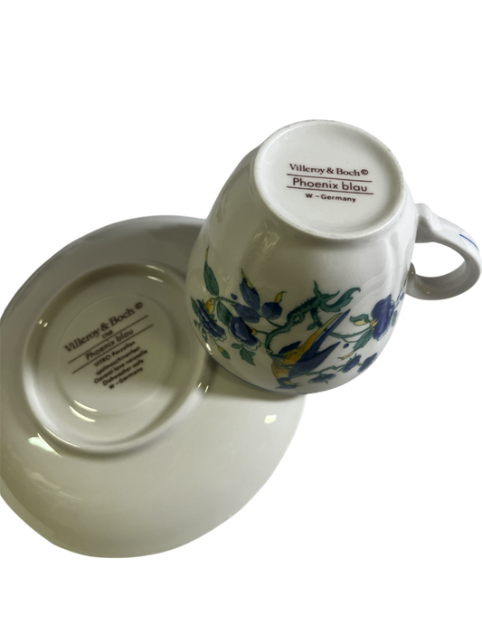 Villeroy & Boch – Phoenix Blau Kaffeetasse mit Untertasse – W. Germany