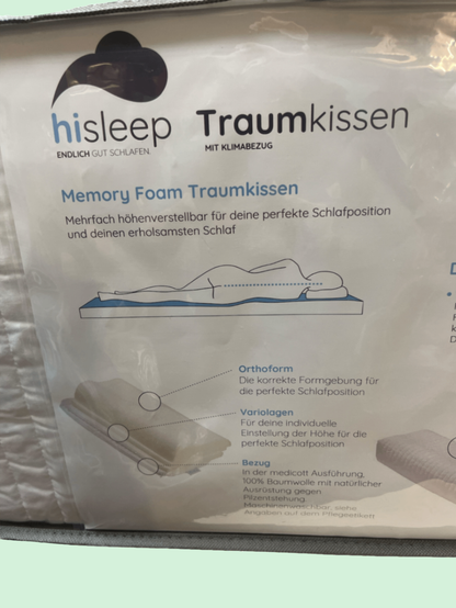 Hisleep Memory Foam Traumkissen – höhenverstellbar, wie neu, OVP