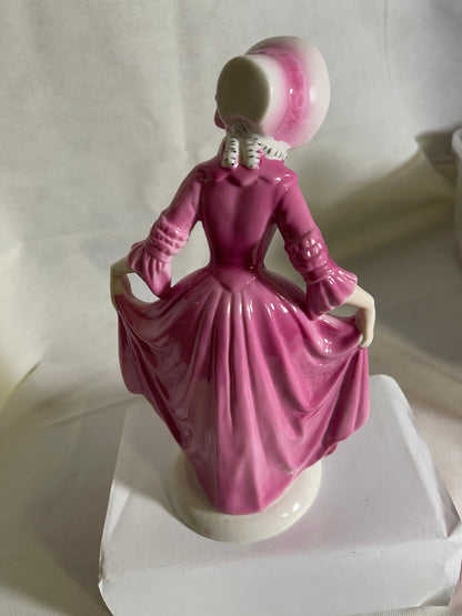 Tänzerin Porzellanfigur Unterweissbach Thüringen – 25 cm – Rosa Kleid – Handbemalt – 1950er Jahre
