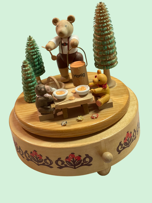 Spieldose Erzgebirge RG Seiffen – Bären & Honig – "Bummi-Lied"