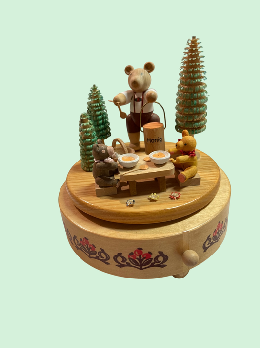 Spieldose Erzgebirge RG Seiffen – Bären & Honig – "Bummi-Lied" REDUZIERT