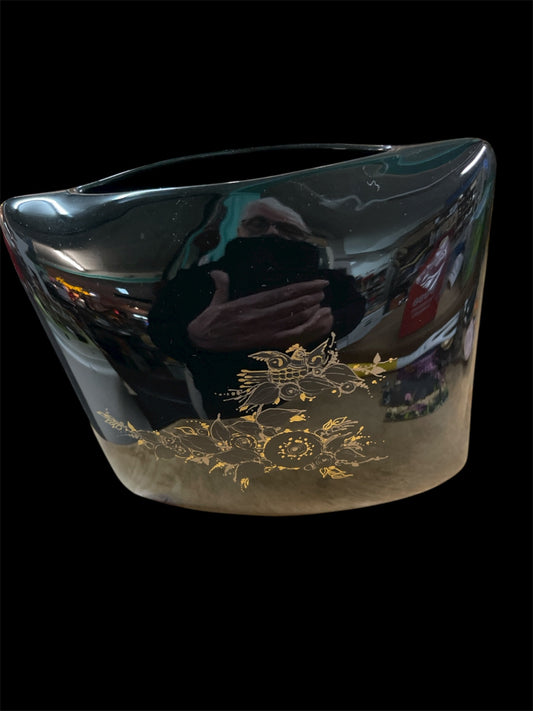 Rosenthal studio-linie Vase Bjørn Wiinblad – Schwarzglas mit Golddekor – Vintage 1970er – German