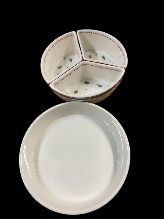 Villeroy & Boch „Toy’s Delight“ – Servierset mit 3 Einsatzschalen – Weihnachtsdekor – Porzellan