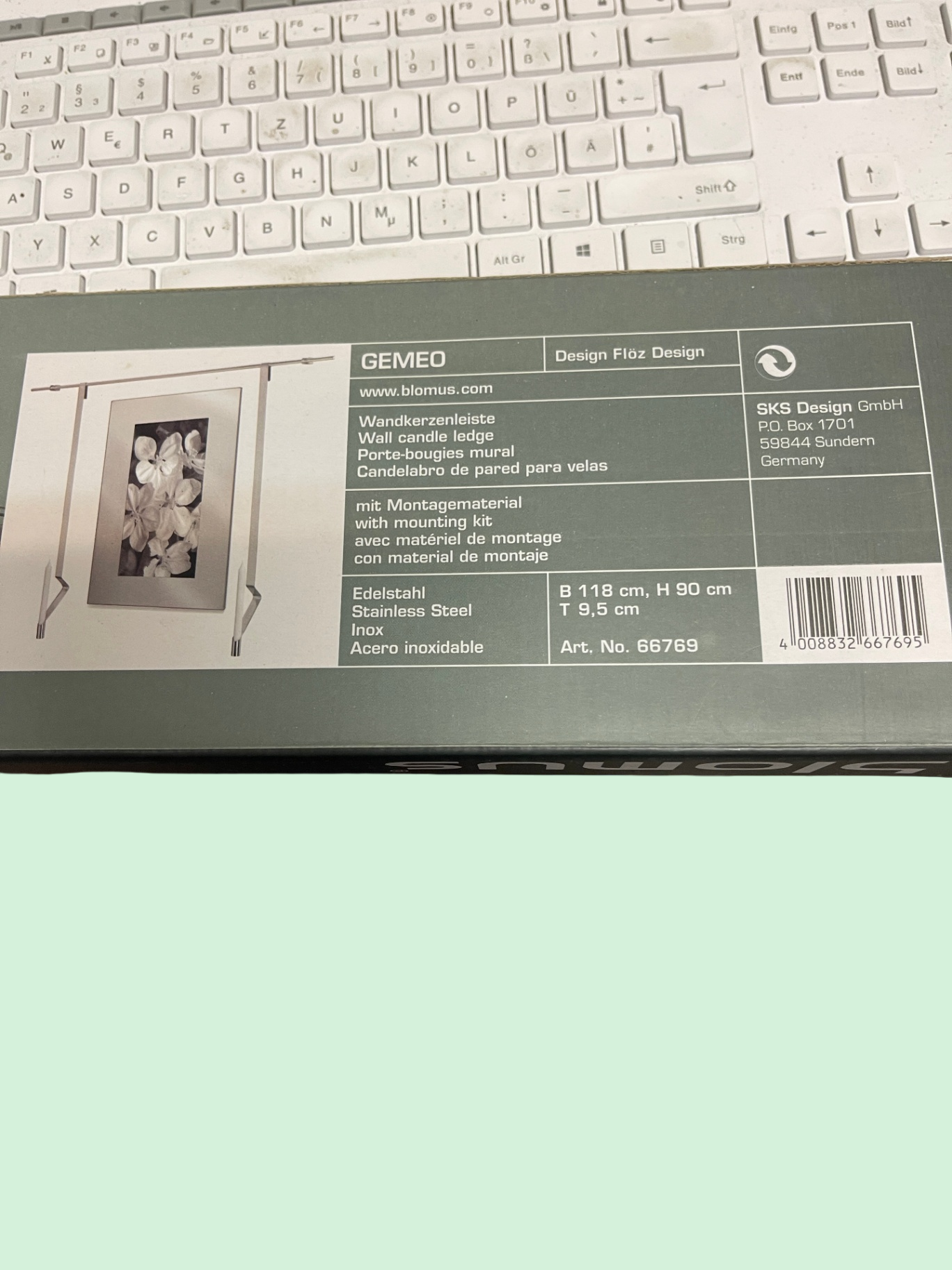 Blomus GEMEO Wandkerzenleiste – Design Flöz Design – Edelstahl – 118 × 90 cm
