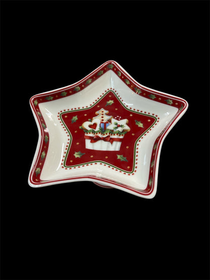 Villeroy & Boch Toy’s Delight Anbietschale auf Fuß – Weihnachtsdesign – Sternform – Porzellan