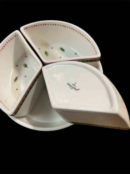 Villeroy & Boch „Toy’s Delight“ – Servierset mit 3 Einsatzschalen – Weihnachtsdekor – Porzellan