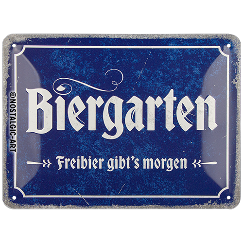 Blechschild 15 x 20 cm »Biergarten« (Neuware incl. 19% MwSt.) NostalgicArt