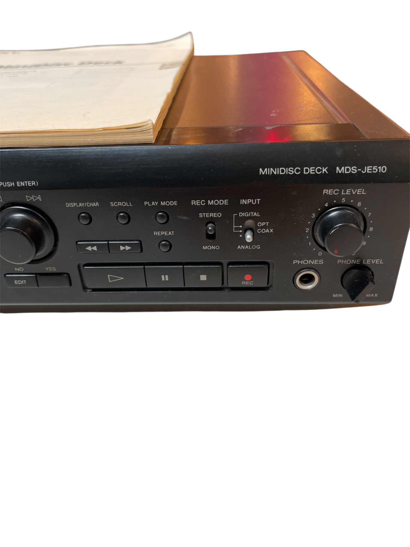 Sony MDS-JE510 MiniDisc Deck, schwarz, geprüft mit Fernbedienung