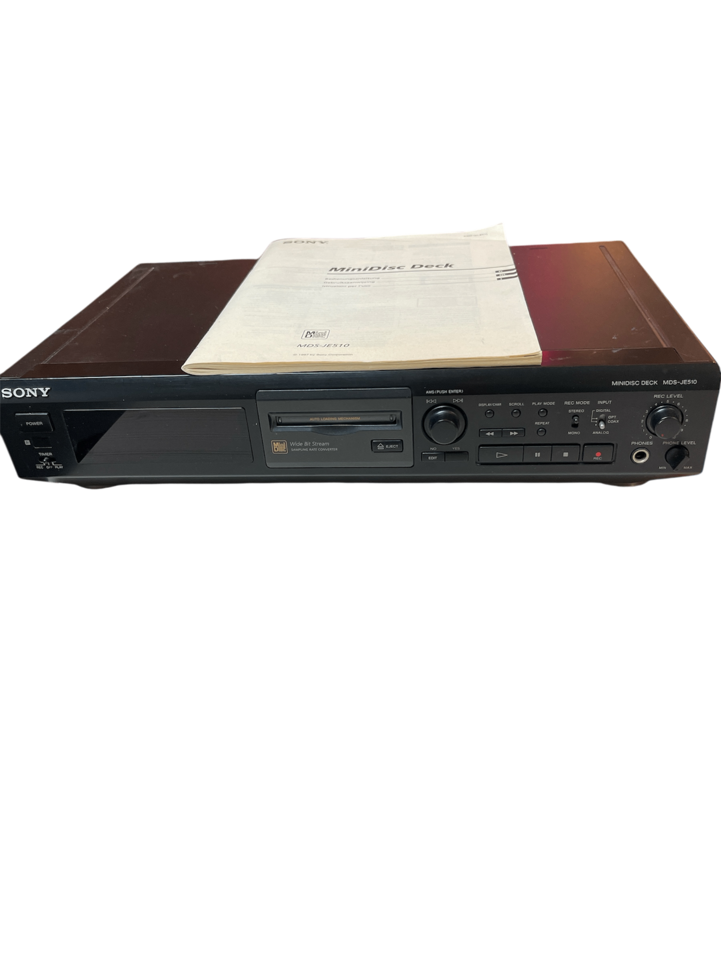 Sony MDS-JE510 MiniDisc Deck, schwarz, geprüft mit Fernbedienung