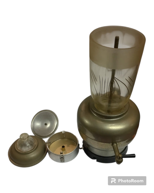 Antiker Kaffee-Perkolator aus Messing/Metall mit Glaszylinder und Zubehör, zerlegbar.