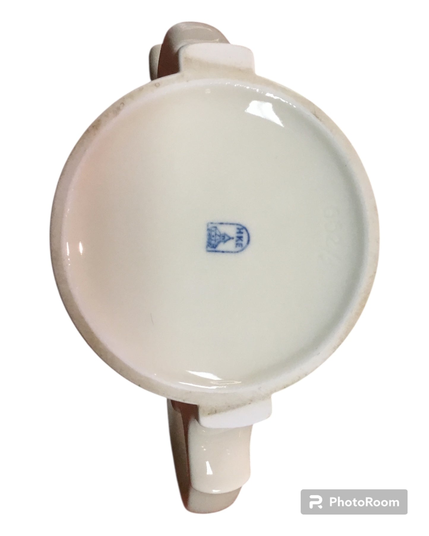 Vintage Warmhaltekanne mit Haube – Porzellan, weiß mit Metallglanz