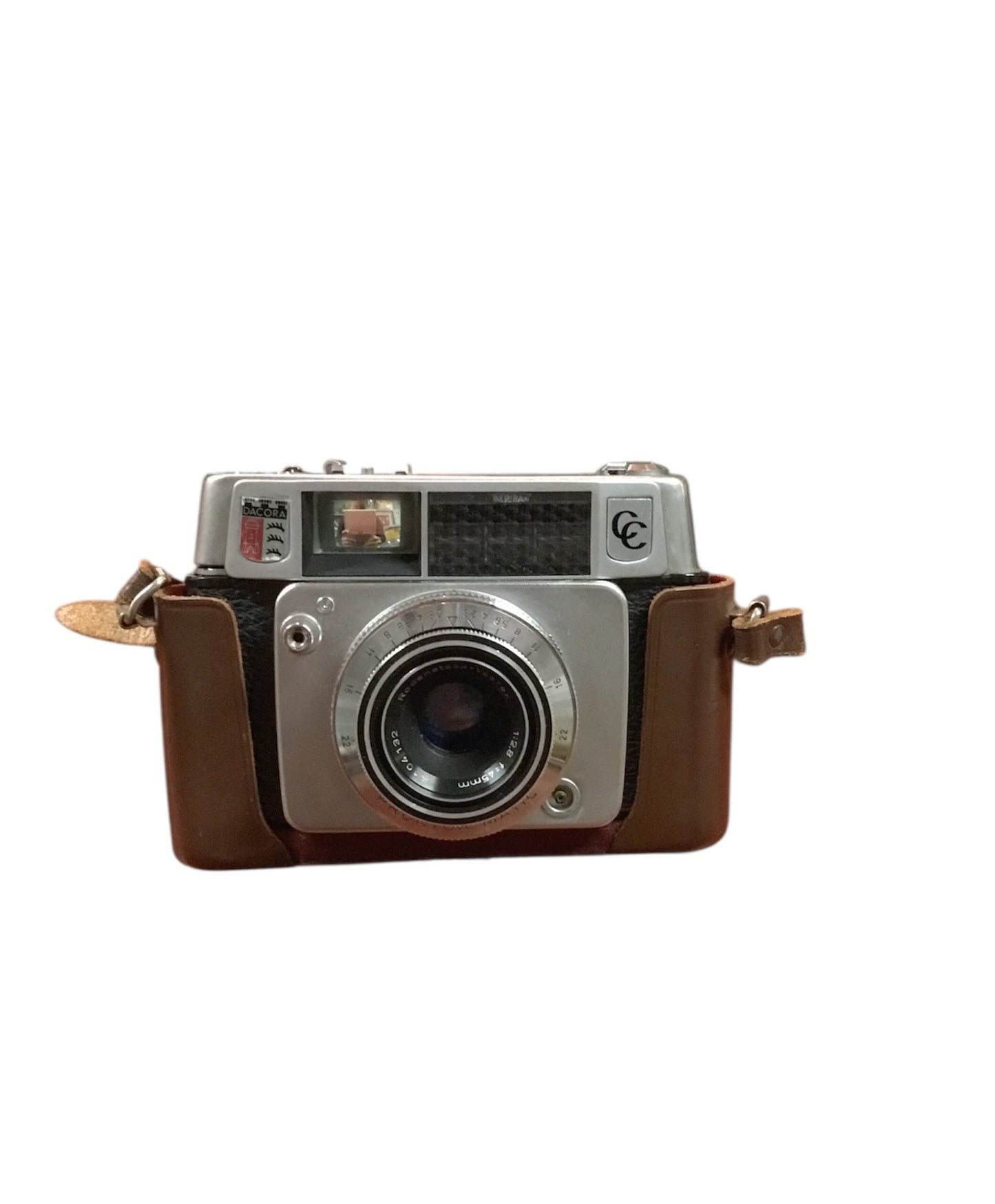 Dacora Kleinbildkamera mit Objektiv Rodenstock Retina-Xenon 45 mm f/2.8 inkl. Original-Ledertasche