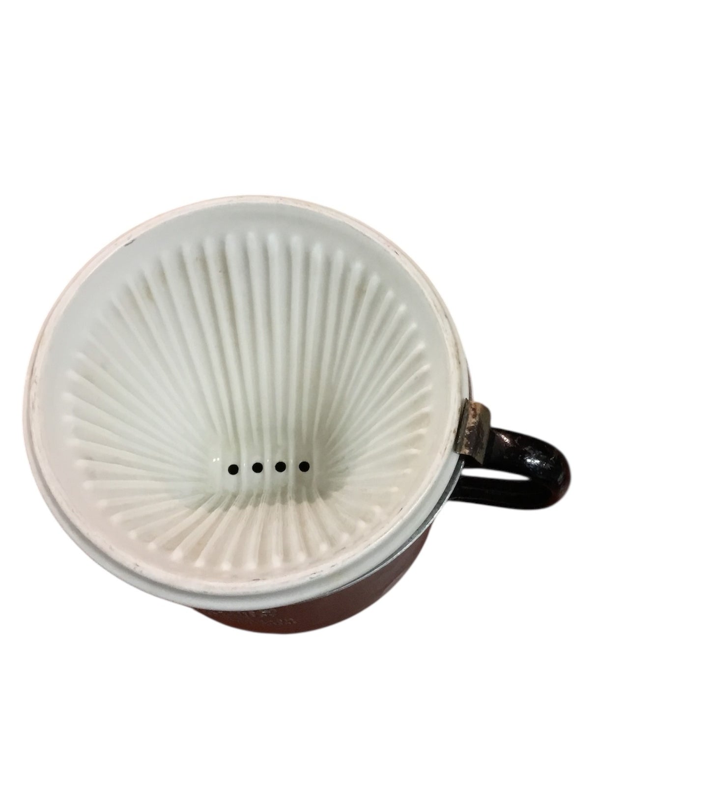 Melitta Schnellfilter Nr. 103 aus Metall mit Porzellaneinsatz und Griff