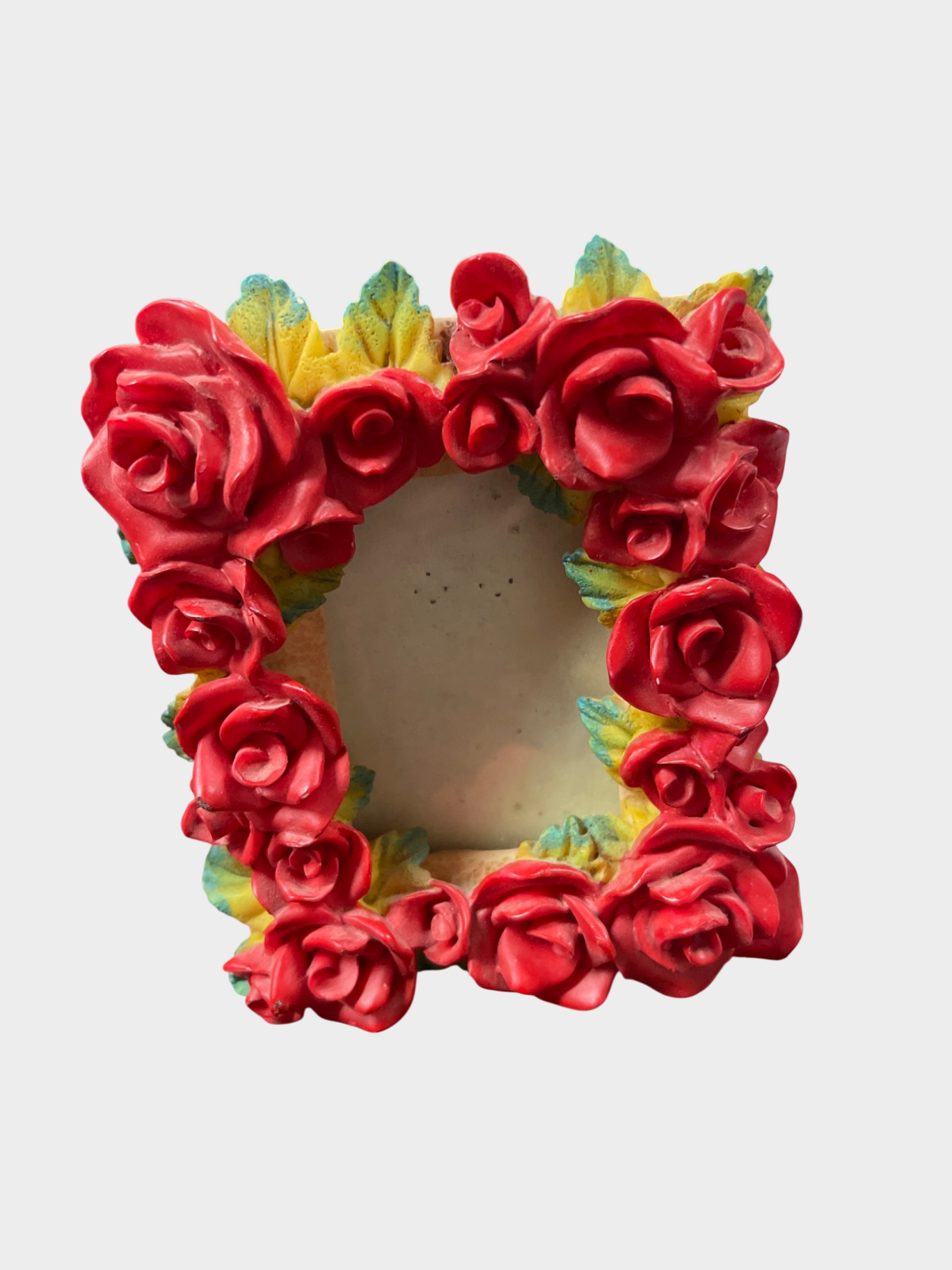 Kleiner Bilderrahmen mit Rosenmotiv – dekorativer Kunststoffrahmen in Rot