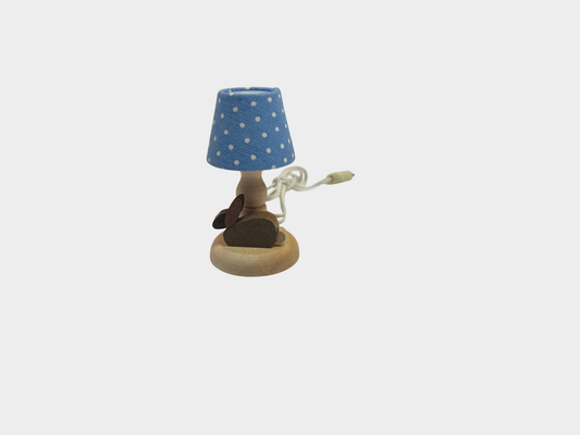 Bodo Hennig Puppenhaus-Tischlampe 1:12 aus Holz mit Stoffschirm