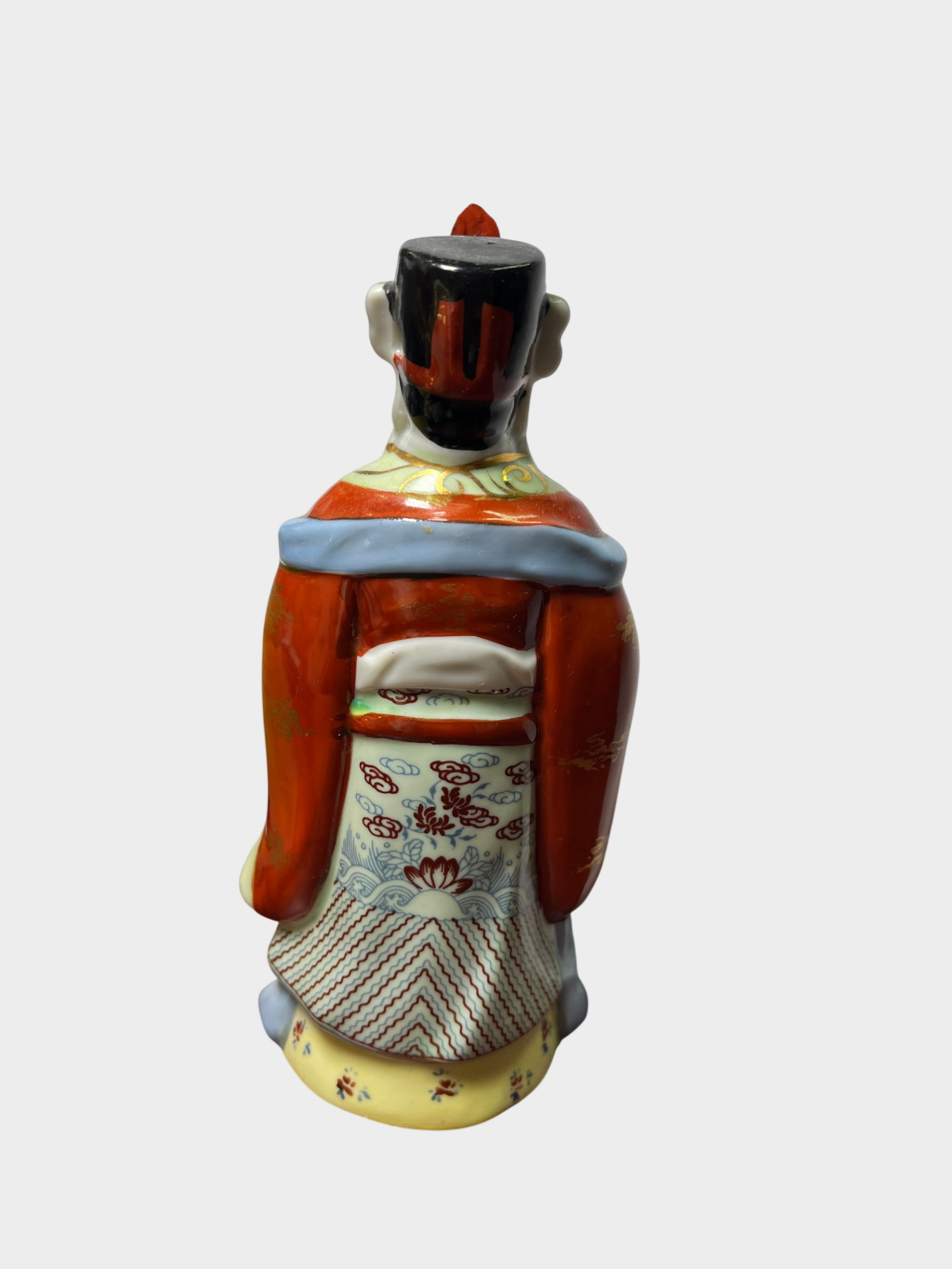 Asiatische Keramikfigur Lu Xing Gott des Wohlstands handbemalt Dekofigur