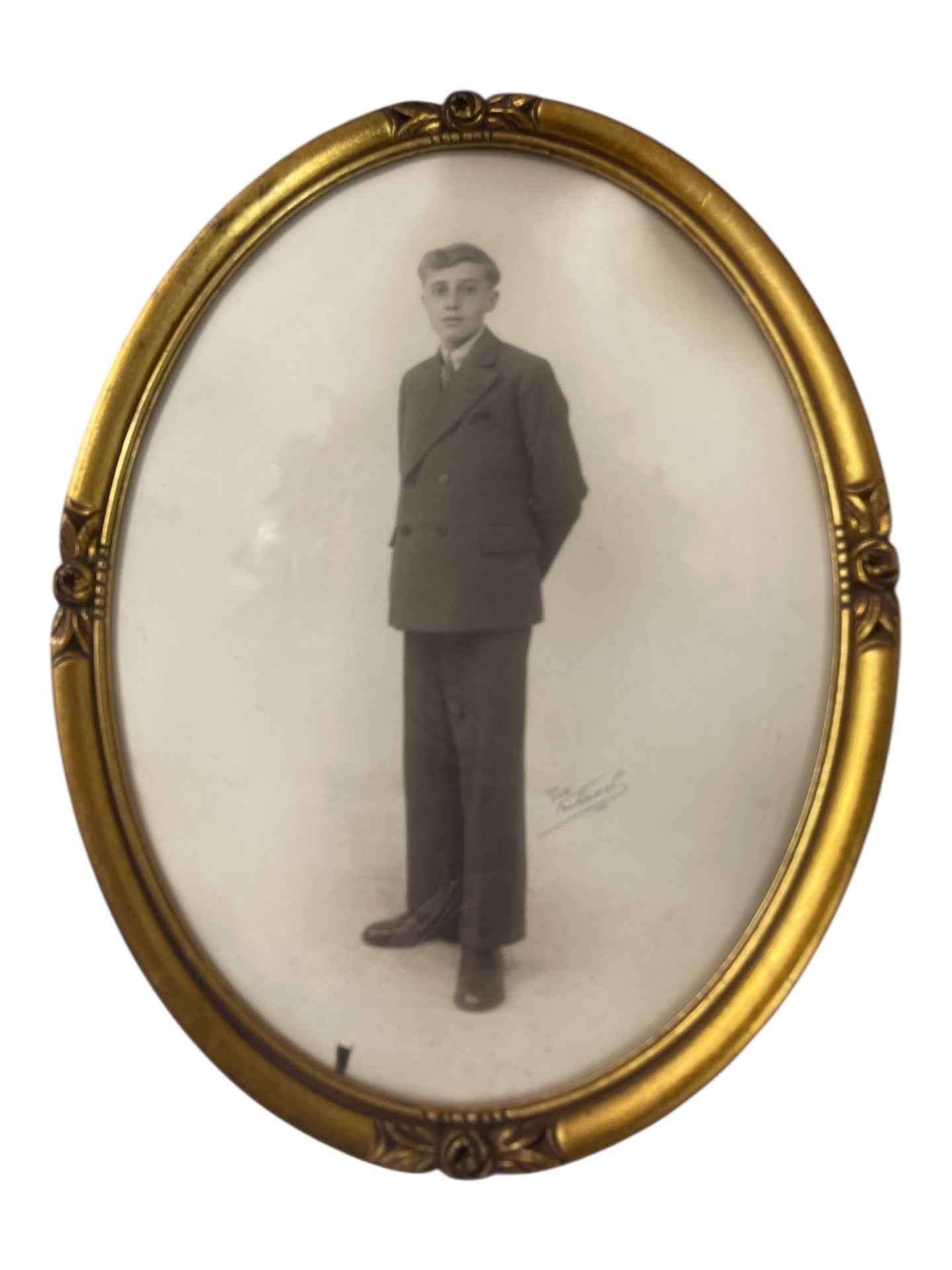 Historischer Fotoabzug Porträt signiert 1931 oval gerahmt