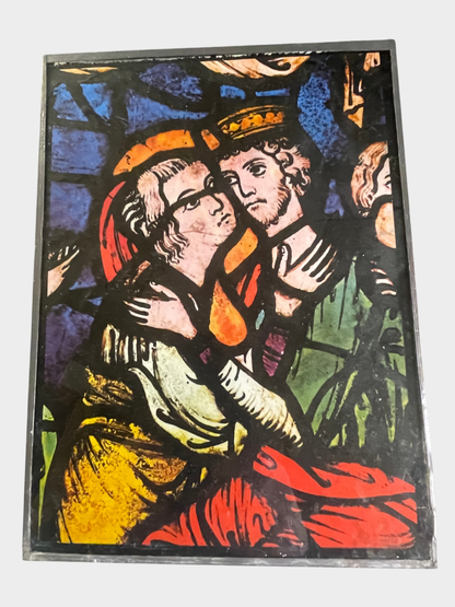 Doppelseitiges Bleibild religiöse Darstellung gerahmt Glasbild