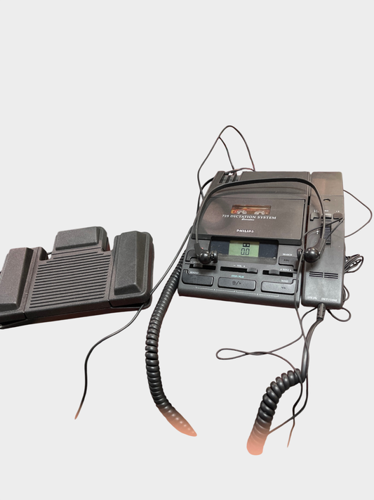 Philips Dictation System 720/725 – Vintage Büro-Diktiergerät – voll funktionsfähig – mit Fußschalter & Anleitung