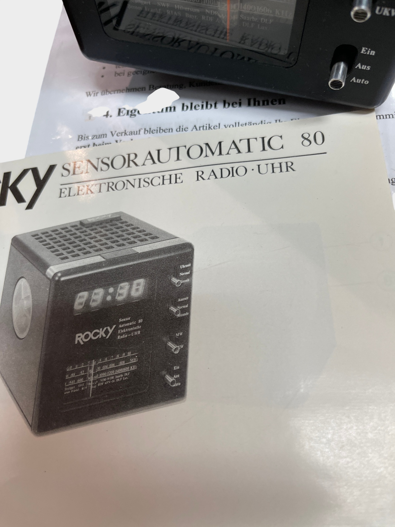 Rockin Sensor-Automatik 80 Radio-Uhr Radiowecker Vintage 70er Oldtimer mit Anleitung voll funktionsfähig