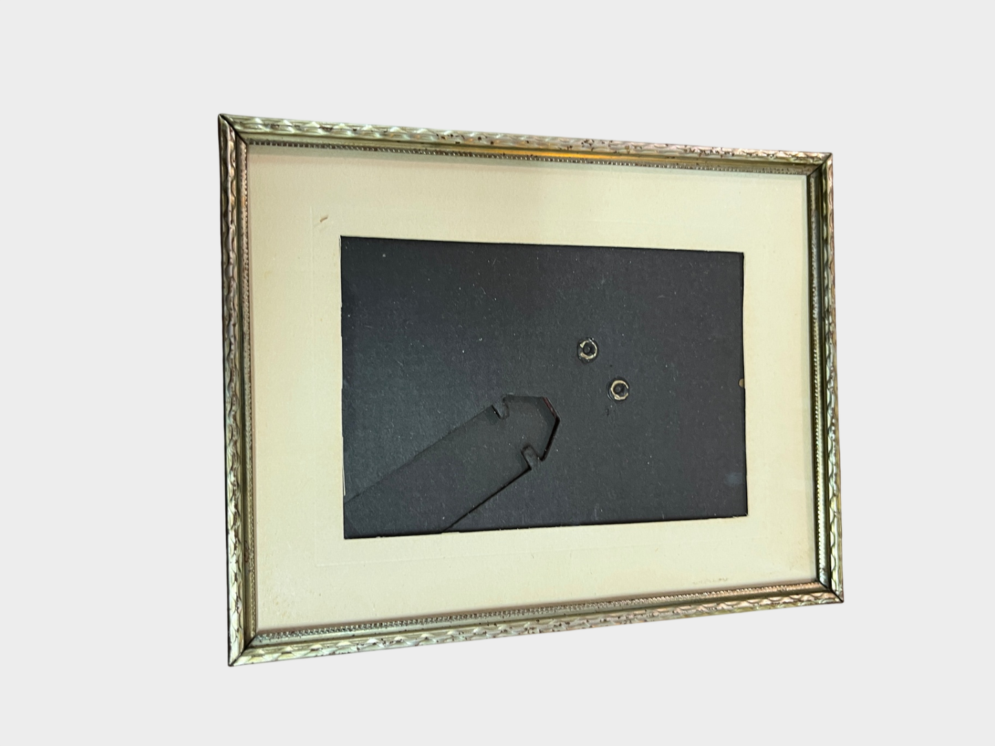 Eleganter antiker Bilderrahmen, goldfarben, Metall, 13.5 x 10 cm, mit Passepartout,