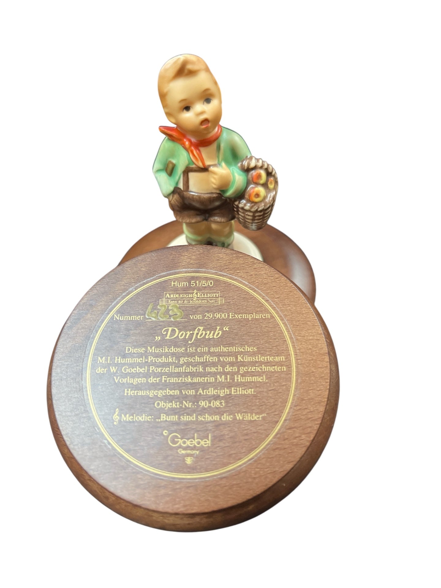 Dorfbub Hummel Spieldose/Spieluhr  Goebel – Limitiert Holzschatulle