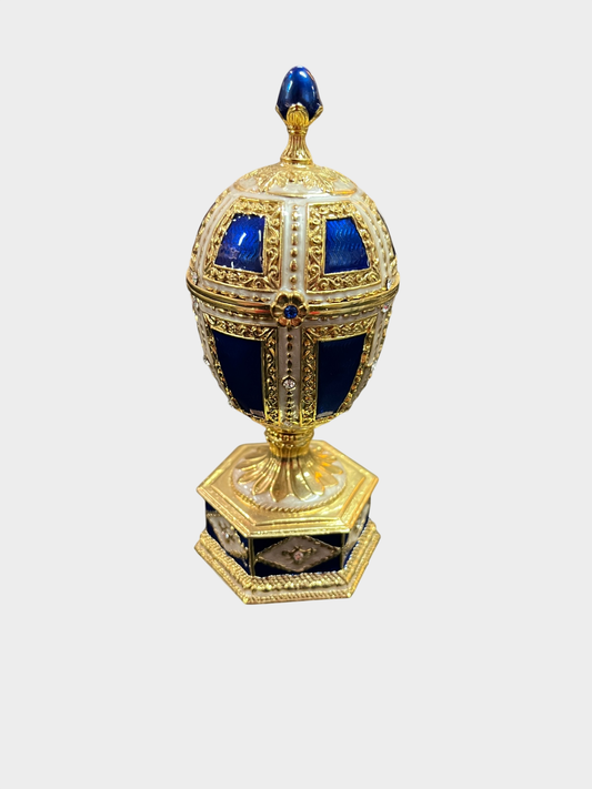 Spieluhr Ei Fabergé Stil Metall Emaille Strass Schmuckfach
