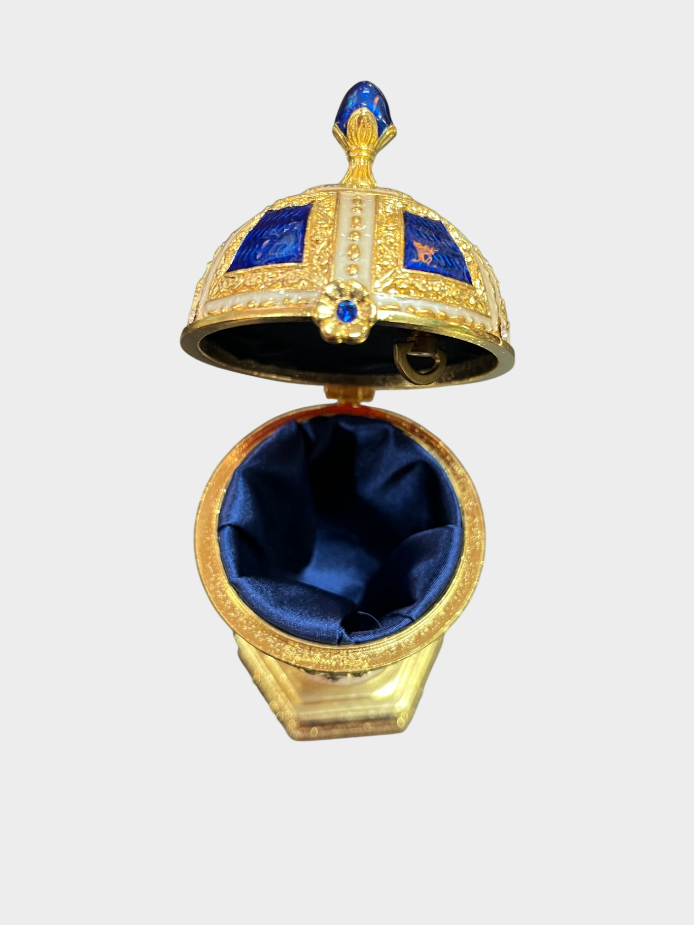 Spieluhr Ei Fabergé Stil Metall Emaille Strass Schmuckfach