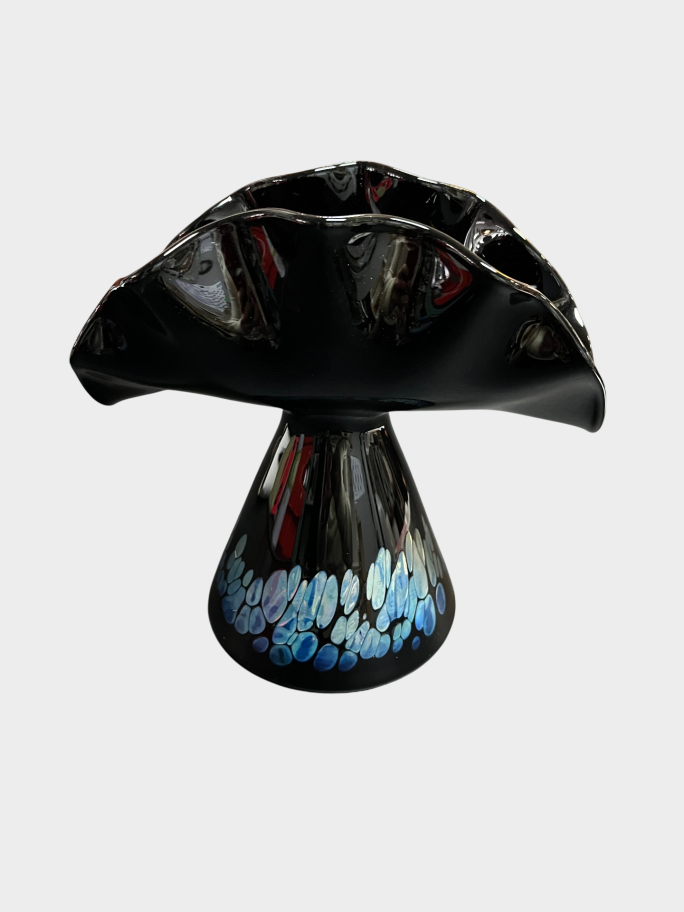 Eisch Studioglas Vase Muschelform Handarbeit irisierend signiert