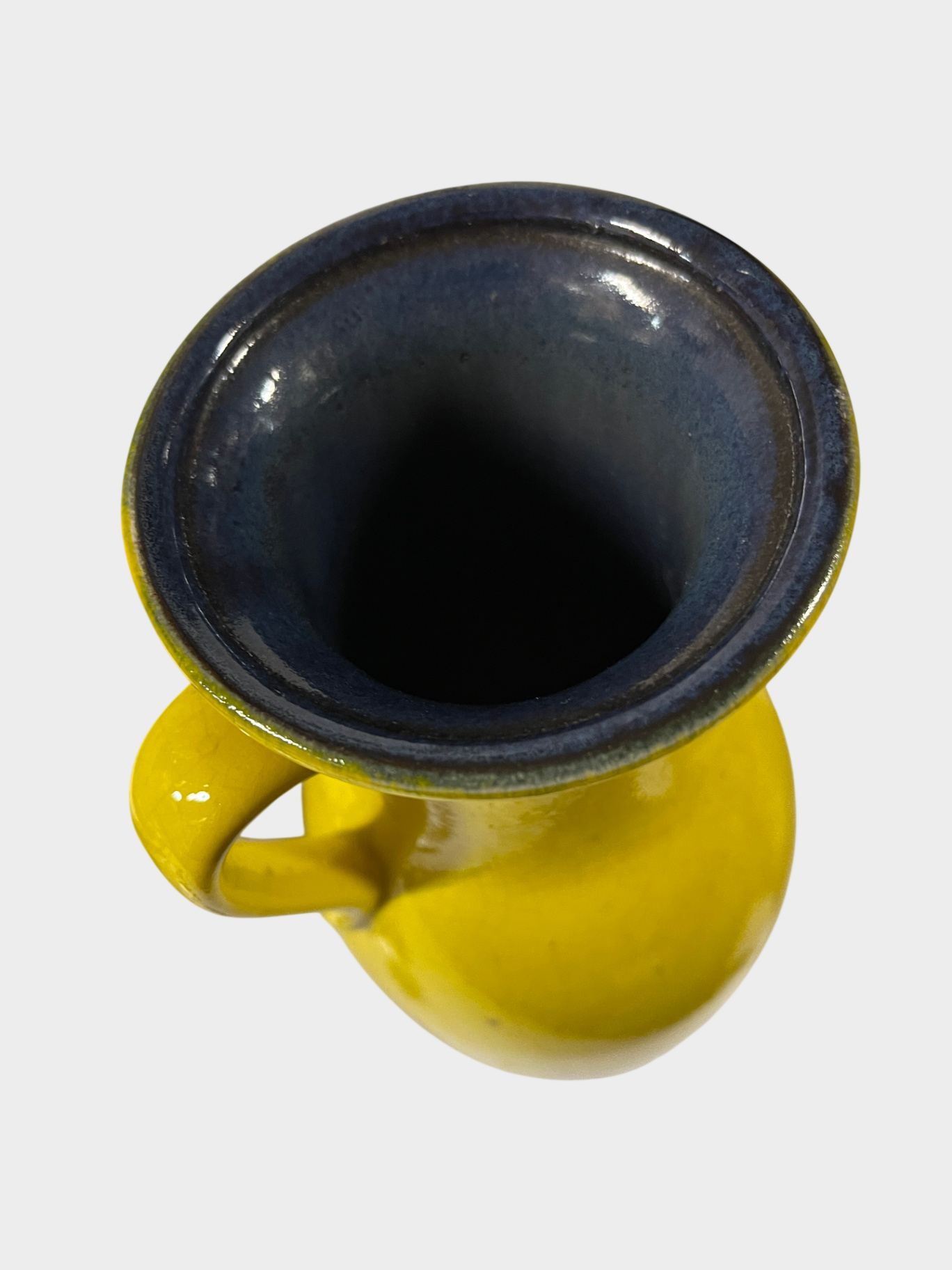 Jasba Fat Lava Keramik Vase Krug 1231 35 Gelb Blau Henkel 35 cm