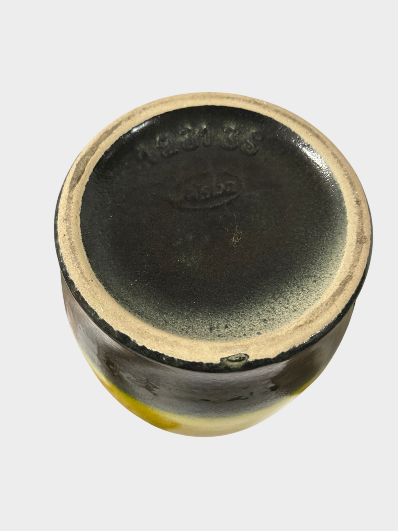 Jasba Fat Lava Keramik Vase Krug 1231 35 Gelb Blau Henkel 35 cm