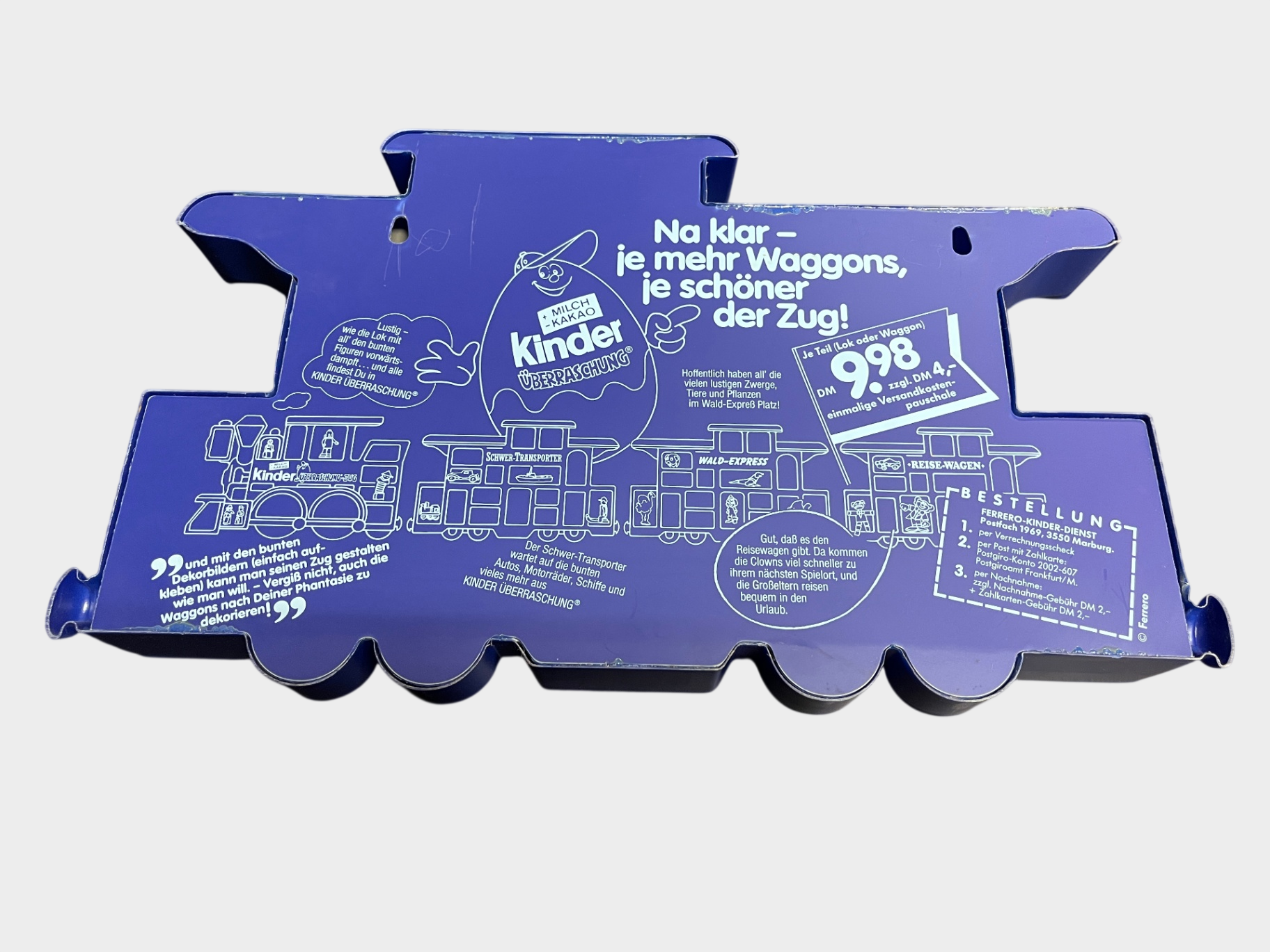 Kinder Überraschung Setzkasten Zug Lok Reise Wagen Figuren Display