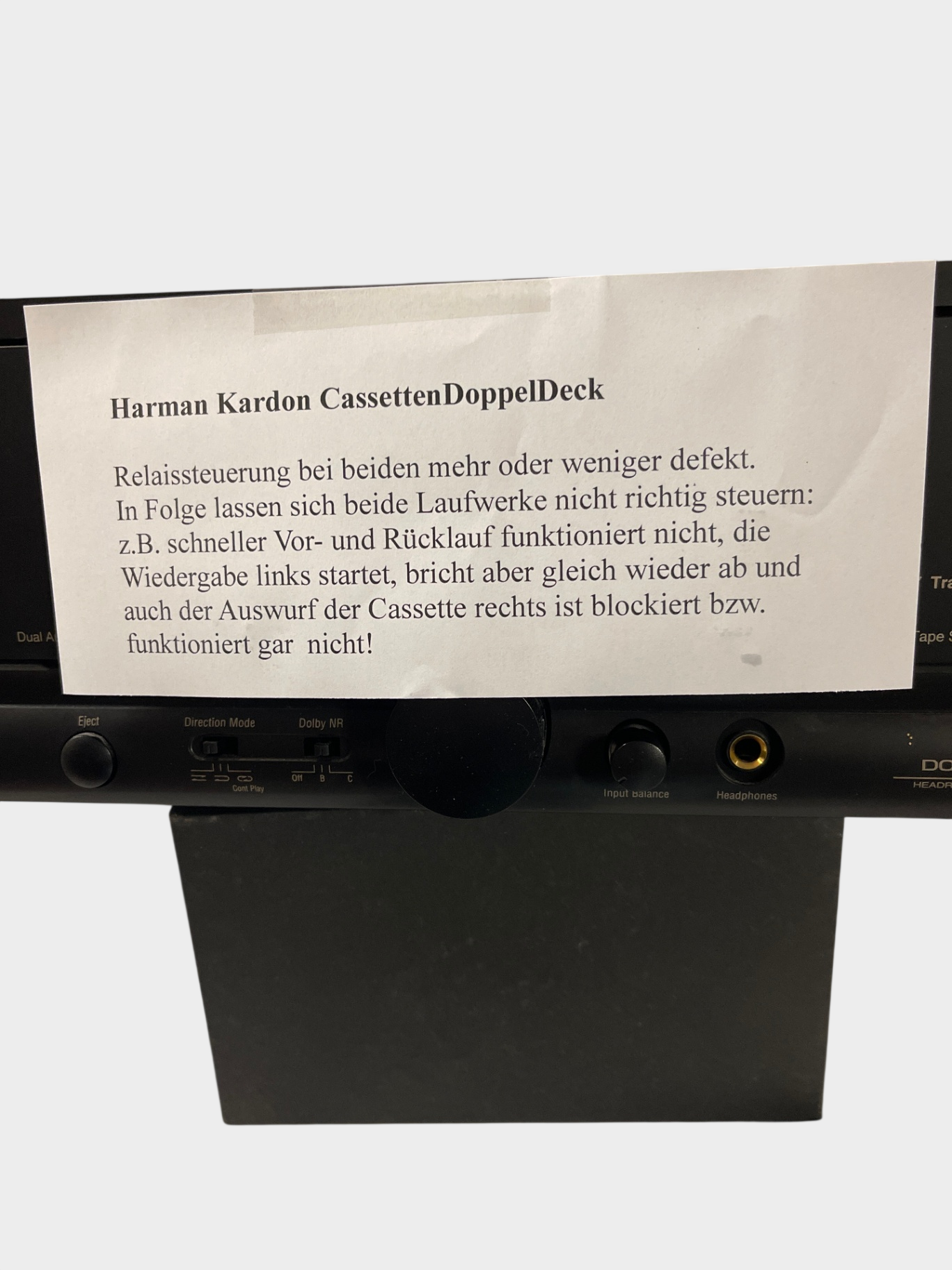 Harman Kardon DC520 Doppel Kassettendeck Dolby HX Pro Dual Auto Reverse defekt