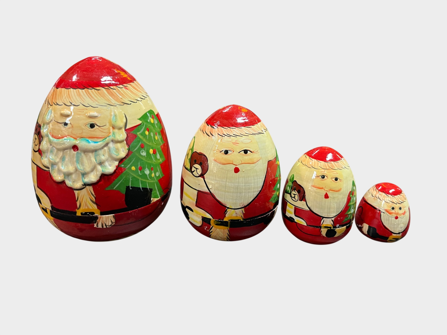 Matroschka Weihnachtsmann Set 4 tlg Holz handbemalt Russland