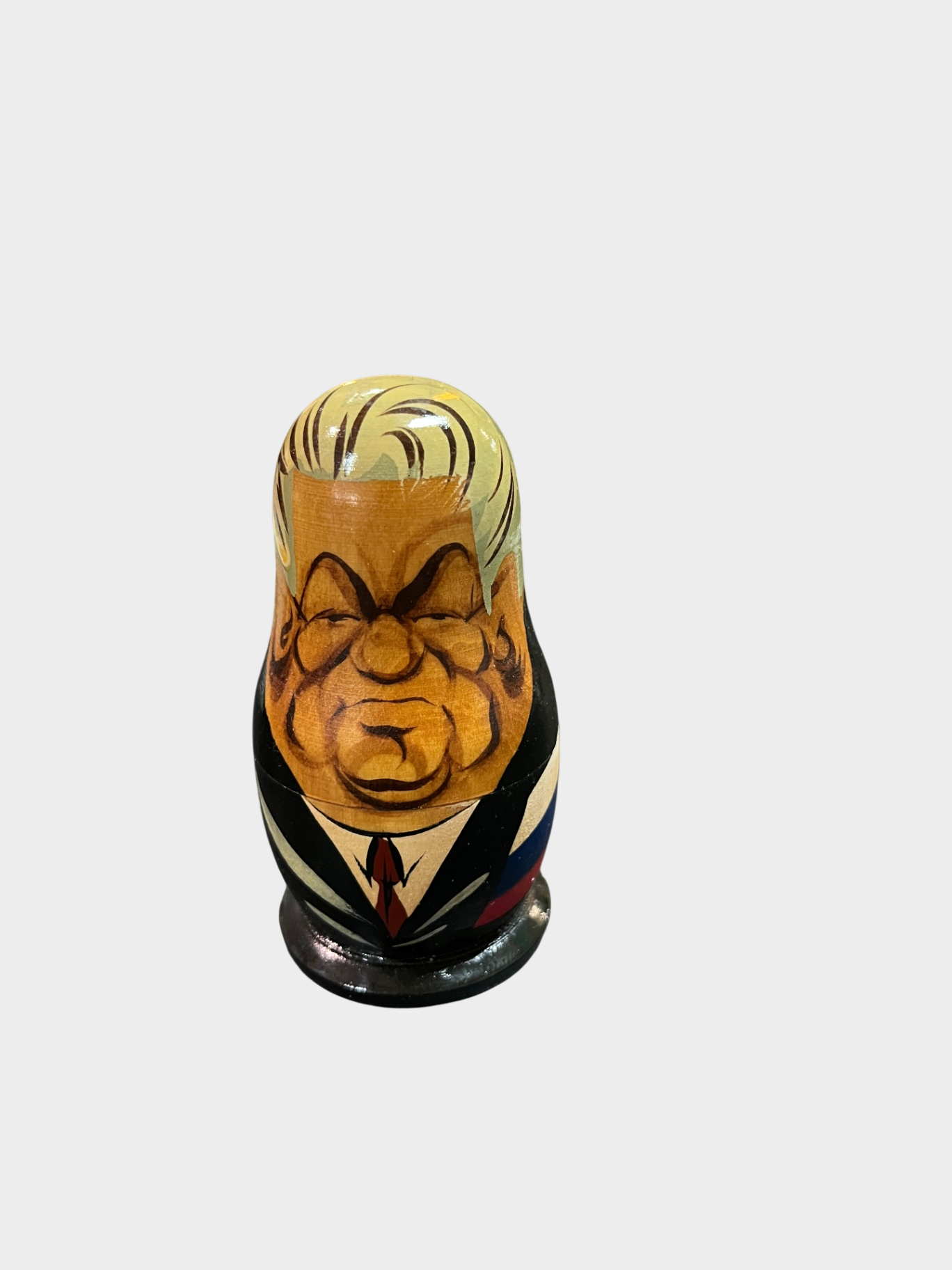 Matroschka Puppen Set 4 tlg Jelzin Gorbatschow Breschnew Stalin Karikatur Holz handbemalt