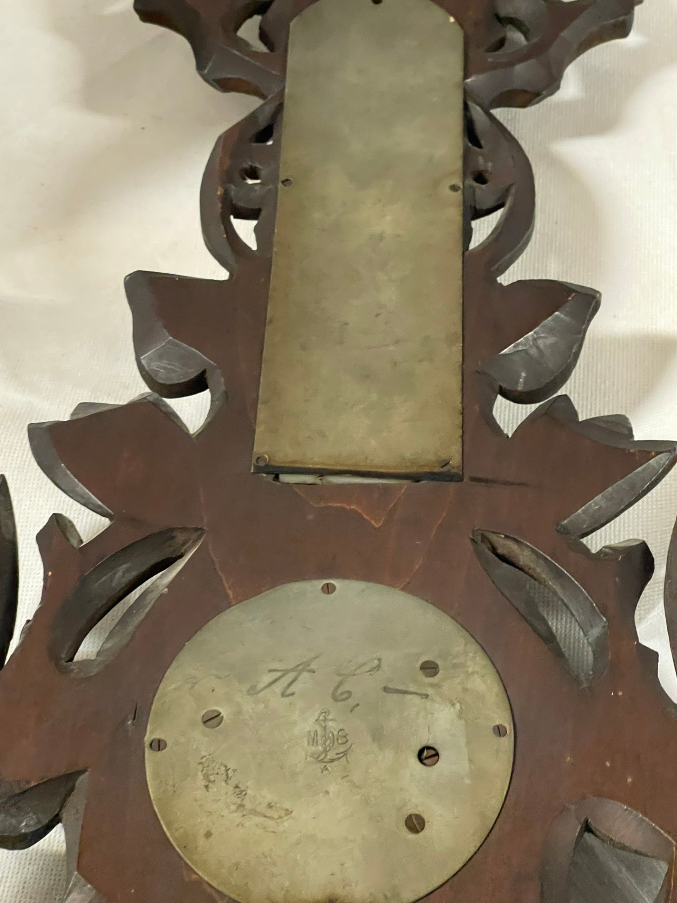 Antikes Wandbarometer Thermometer Holz geschnitzt C. Rich. Zumpe Chemnitz um 1900