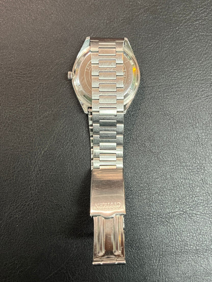 Citizen Automatik 1970er Armbanduhr Edelstahl blaues Zifferblatt 