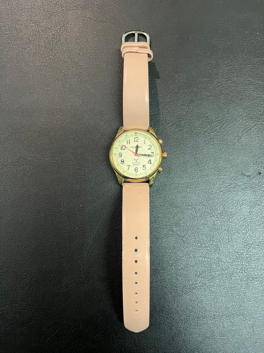 Hearkent Talking Atomic TG200 Sprechende Uhr Armbanduhr Funkuhr Leder rosa