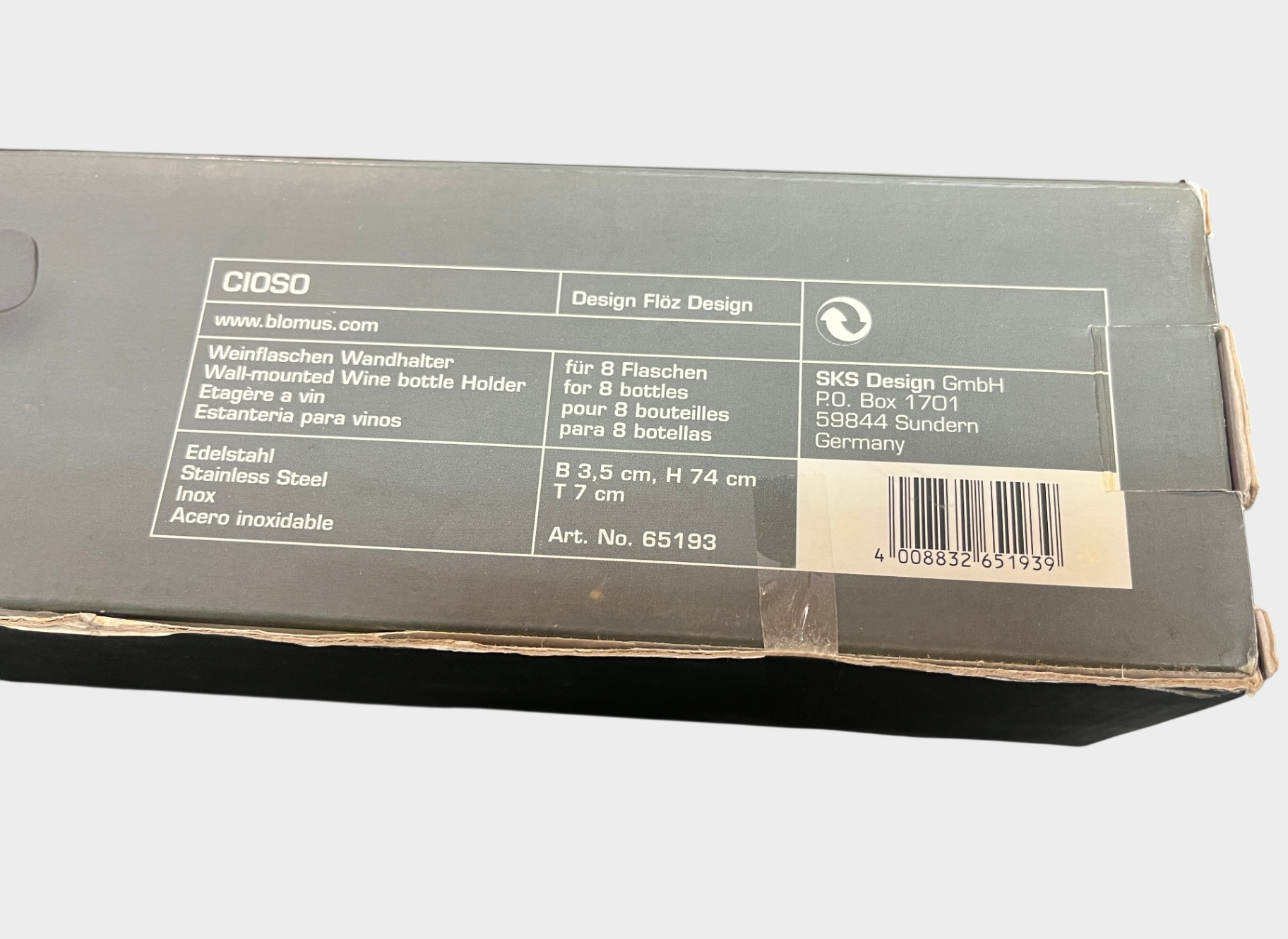 Blomus CIOSO Weinflaschen Wandhalter Edelstahl 8 Flaschen OVP