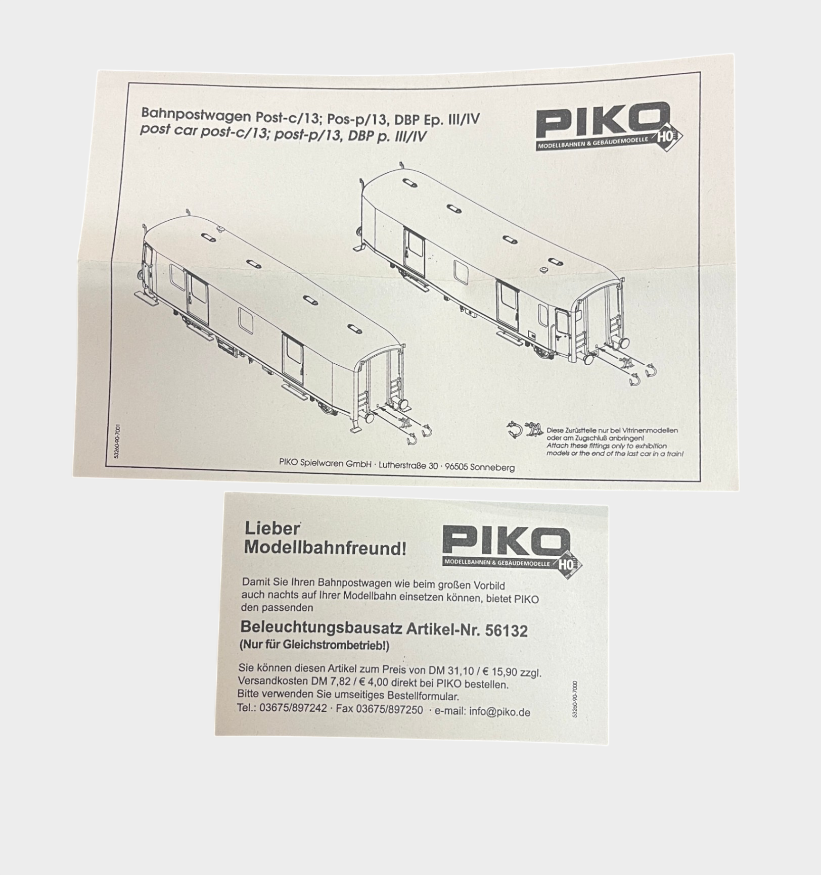 Piko 53261 H0 Bahnpostwagen Post DBP neu OVP