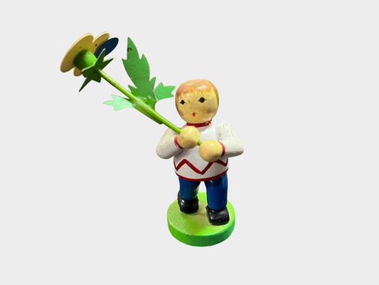Holzfigur Otto Mertens Junge Blume Erzgebirge handbemalt 8 cm