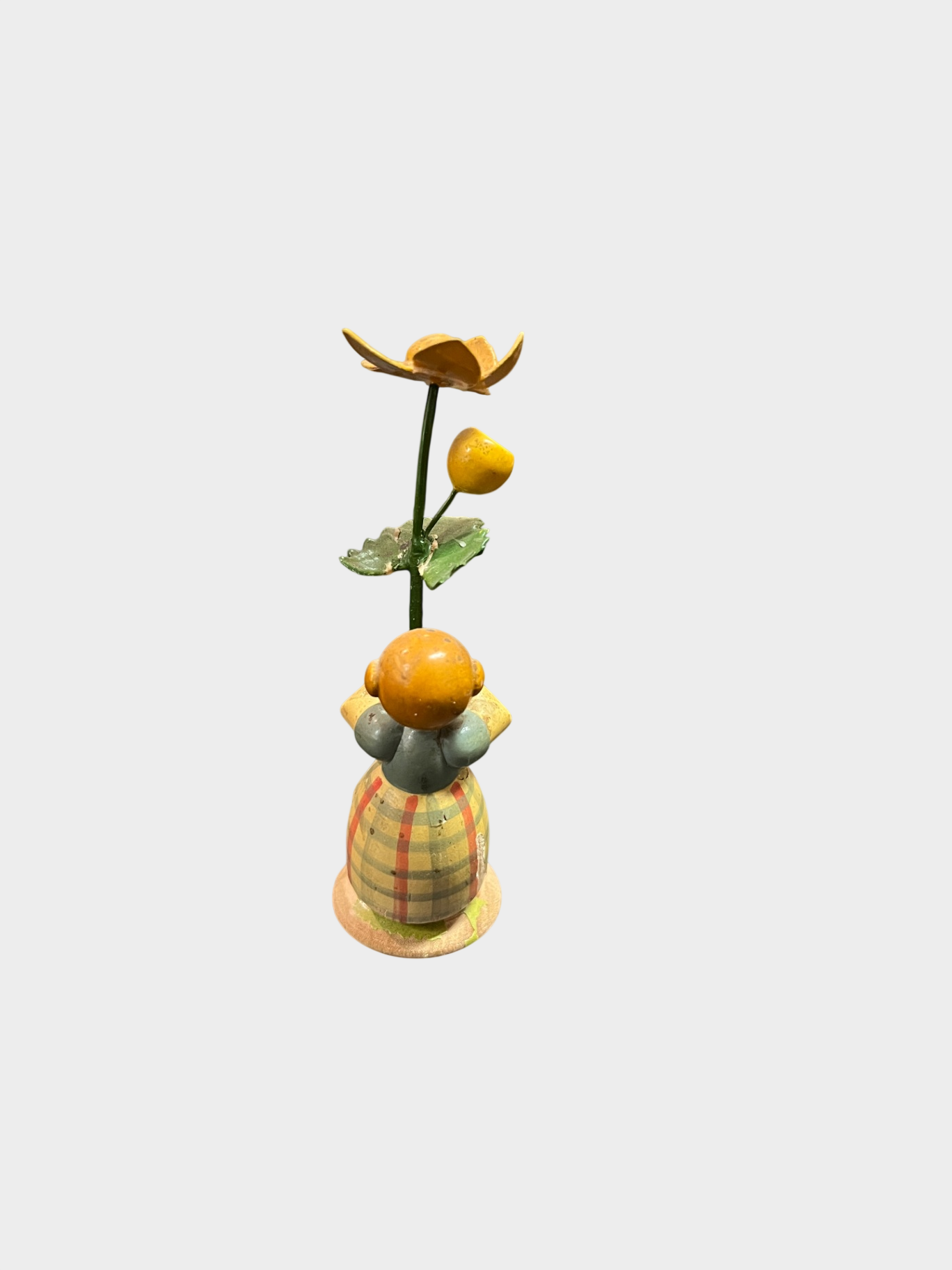 WEHA Kunst Holzfigur Blumenkind gelbe Blüte handbemalt ca 10 cm