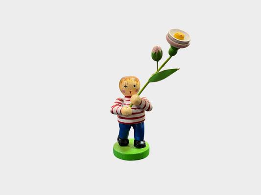 Otto Mertens Holzfigur Kind Blume handbemalt Westerwald 9 cm