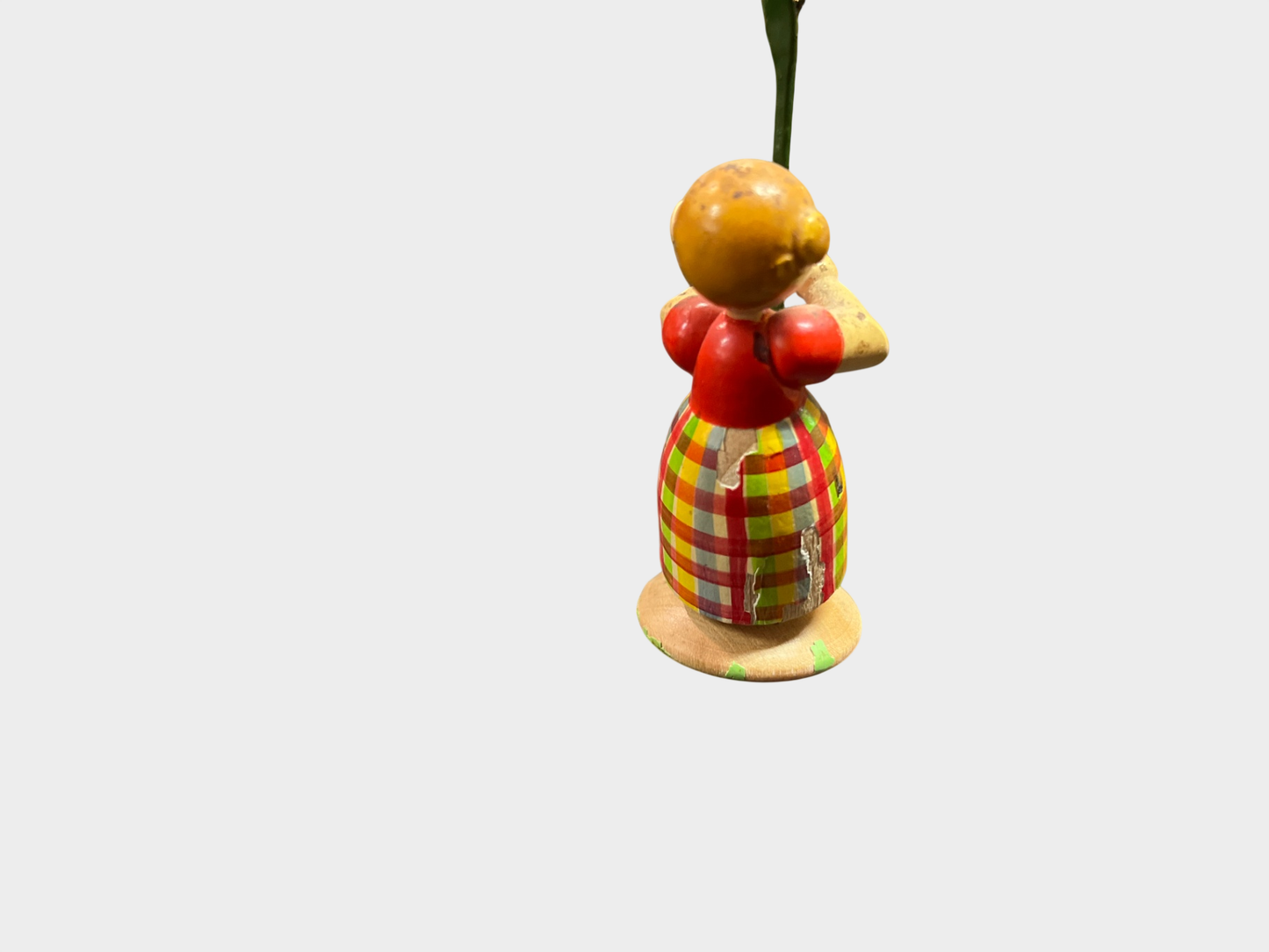 Holzfigur Blumenkind lila Blume handbemalt ca 11 cm