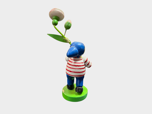Otto Mertens Holzfigur Kind Blume handbemalt Westerwald 9 cm