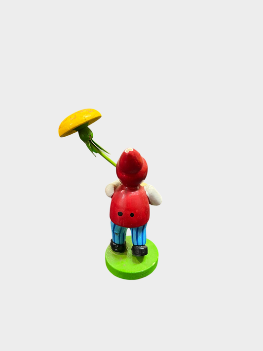 Otto Mertens Holzfigur Wichtel Schirm handbemalt Germany 8 cm