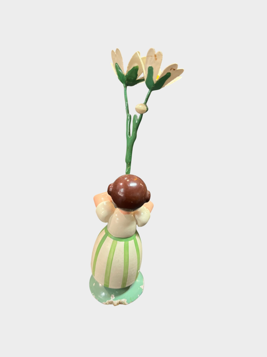 STRACO WEHA KUNST Holzfigur Blumenmädchen handbemalt Erzgebirge