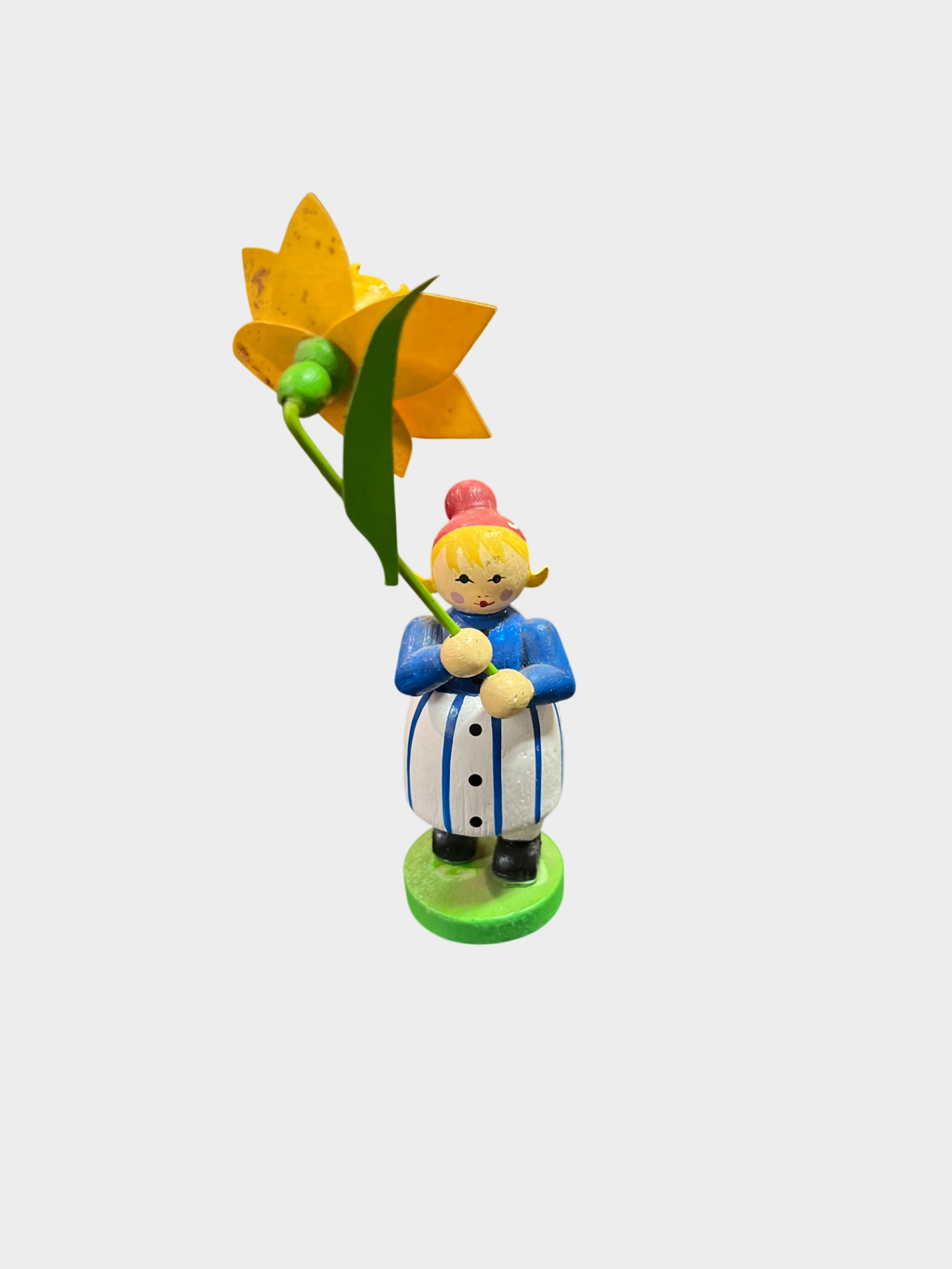 Otto Mertens Holzfigur Blumenkind Narzisse handbemalt Erzgebirge